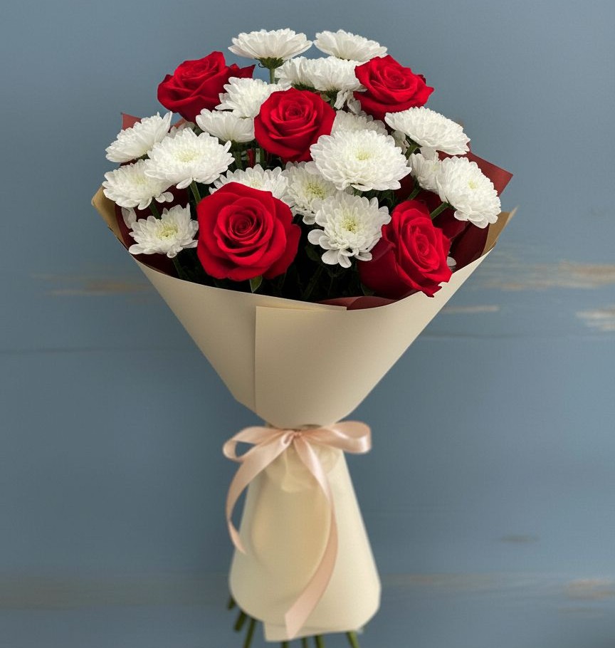 Букет цветов из: Розы и Хризантемы в Парабели