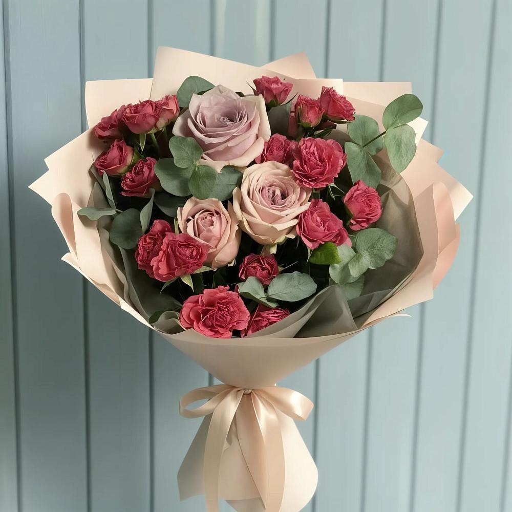 Букет цветов из: Гвоздики и Розы в Парабели