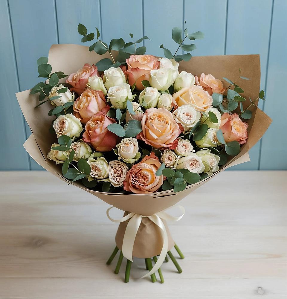 Букет цветов из: Альстромерии и Розы в Парабели