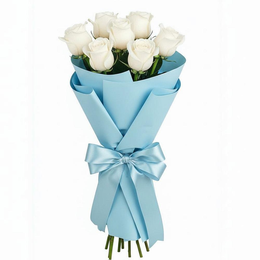 Букет 7 белых роз Проуд в Парабели