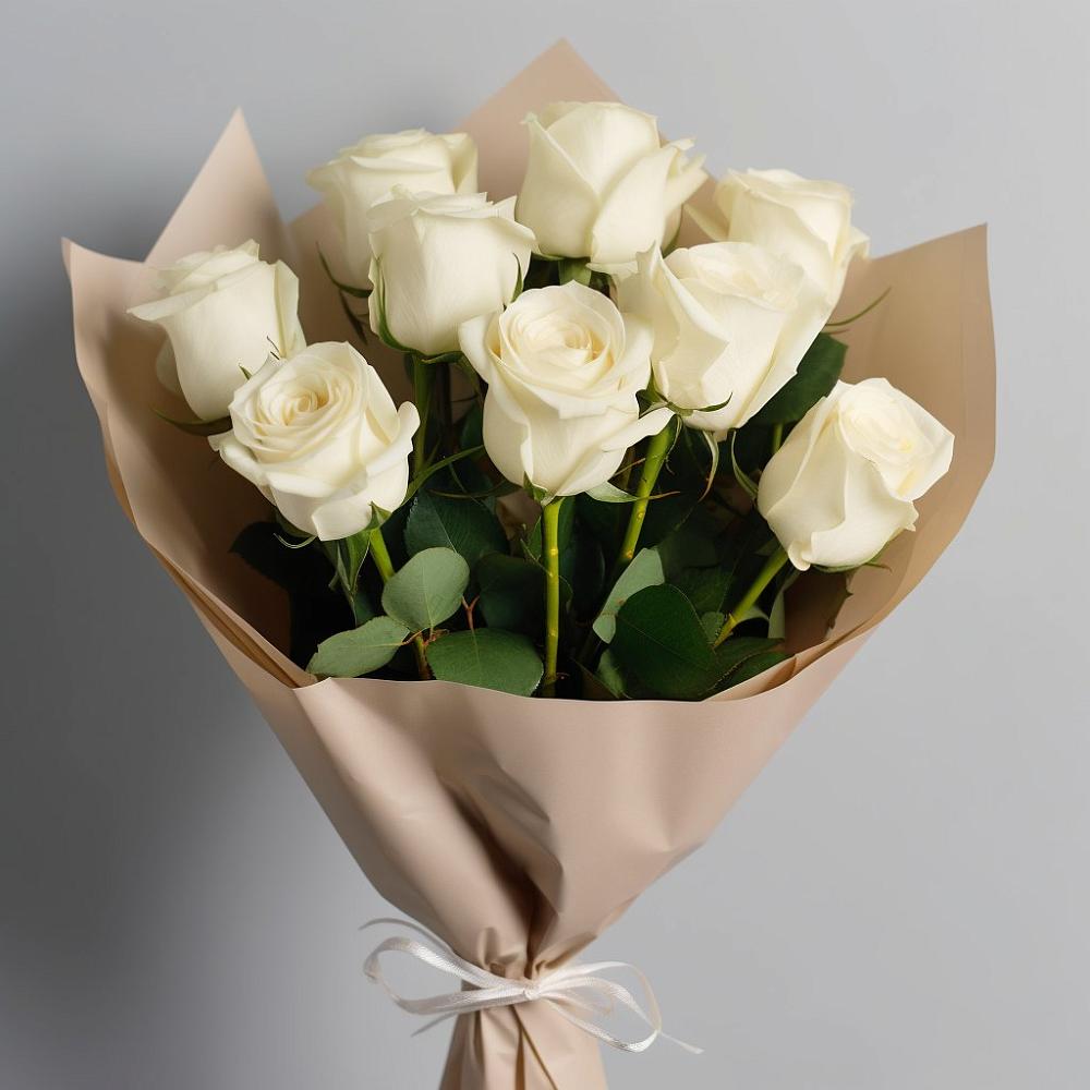 Букет 9 Белых роз Эдлесс Лав в Парабели