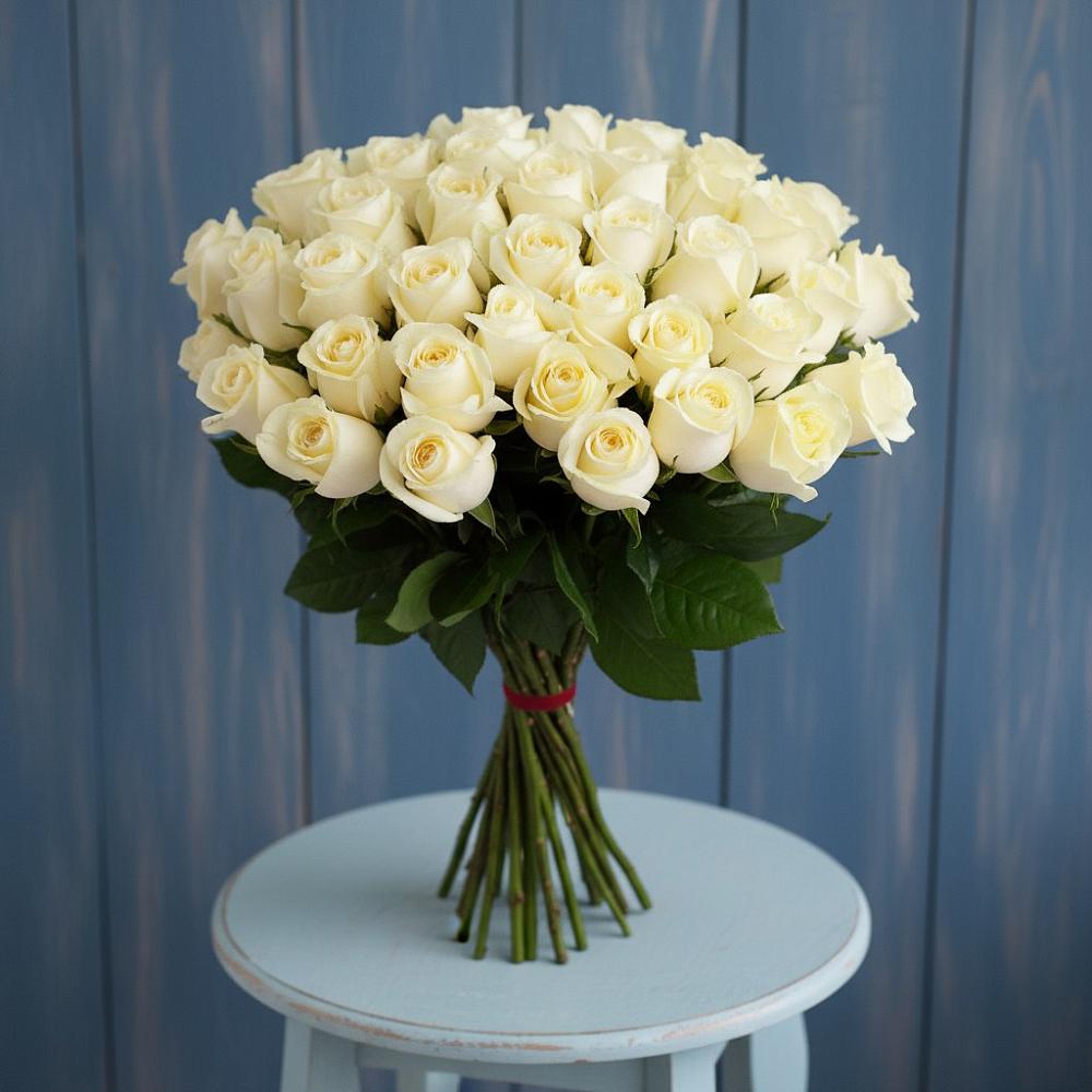 Букет 51 Белая роза Эдлесс Лав в Парабели