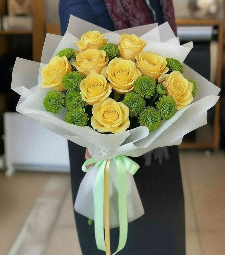 Букет цветов из: Хризантемы и Розы в Парабели