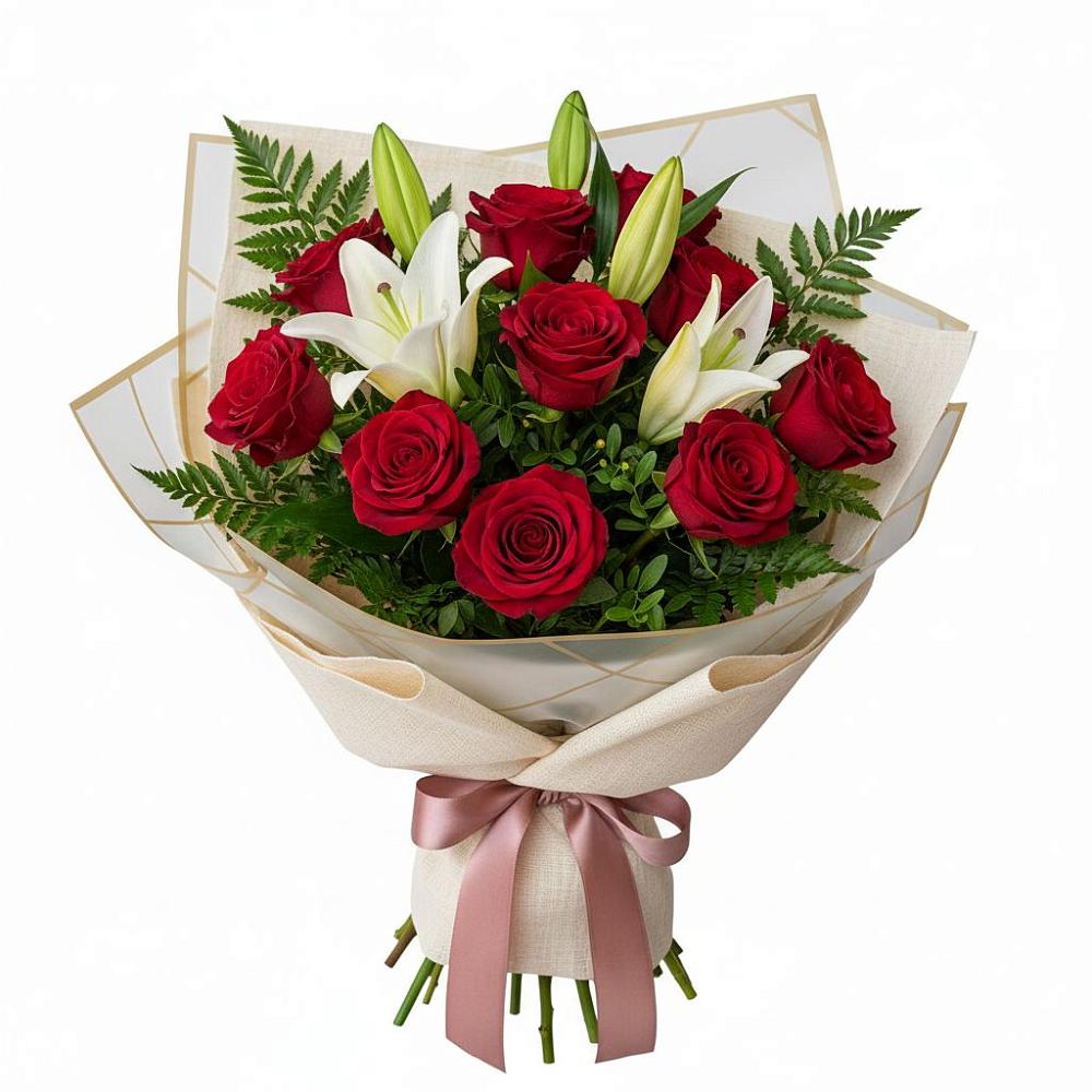 Букет цветов из: Лилии и Розы в Парабели