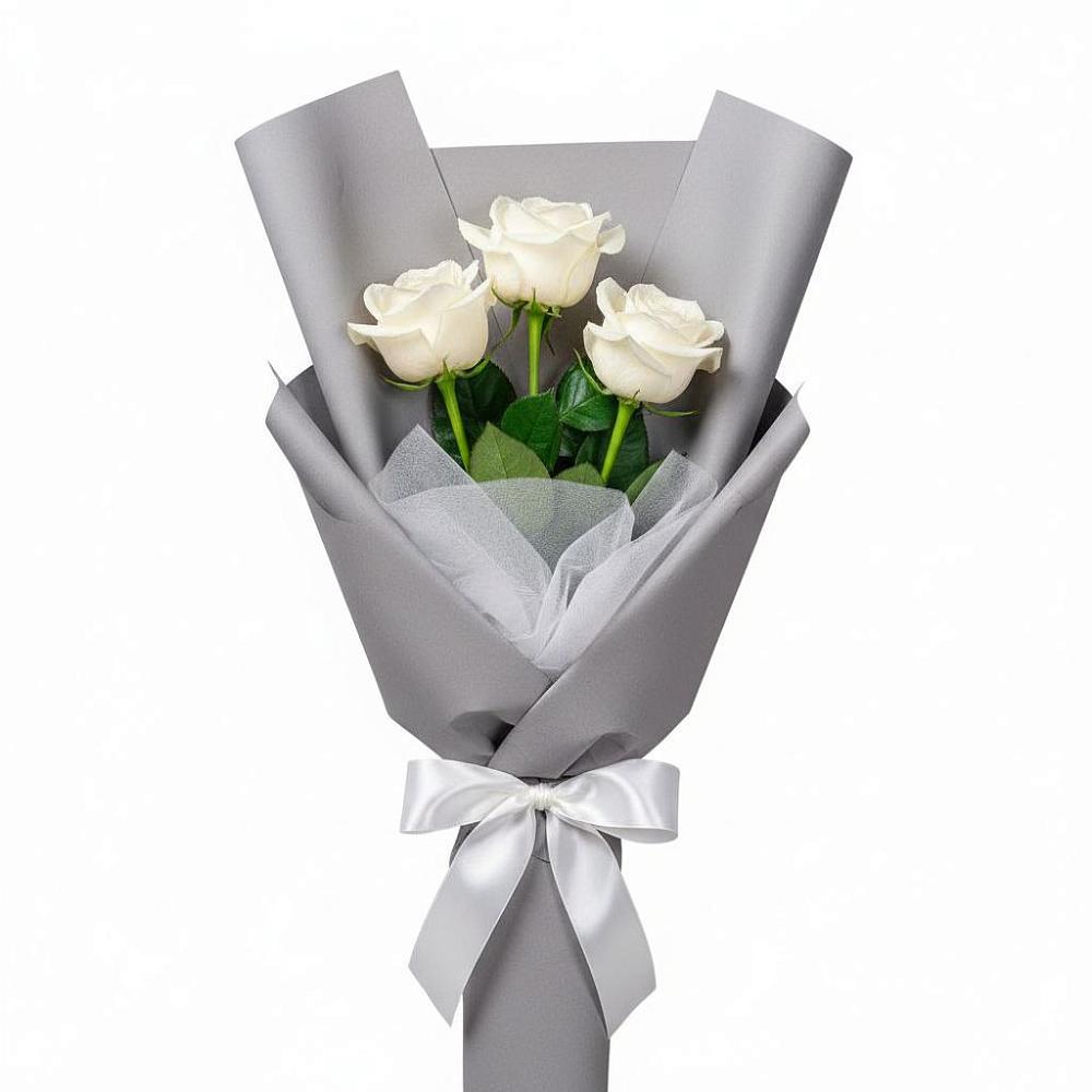Букет 3 белые розы в Парабели