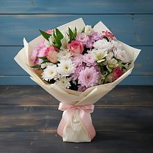 Букет цветов из:  Хризантемы, Альстромерии и Розы в Парабели