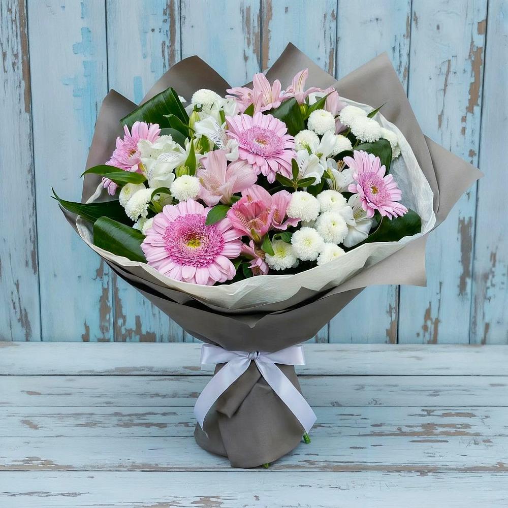 Букет цветов из: Герберы, Альстромерии и Хризантемы в Парабели