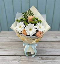 Букет цветов из:  Герберы, Розы и Хризантемы в Парабели