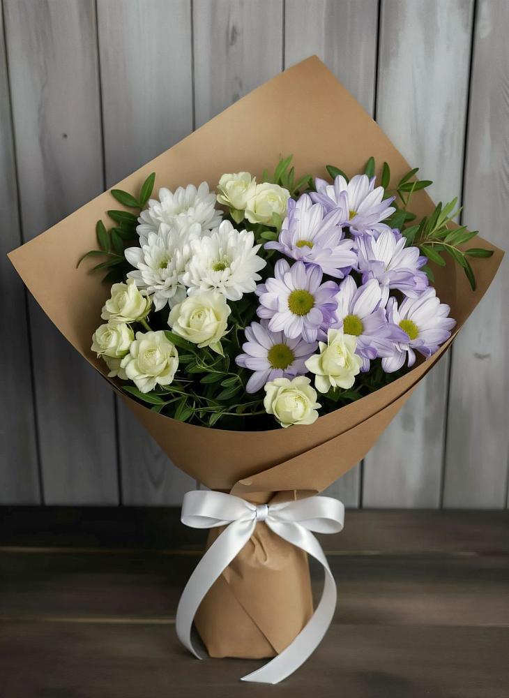 Букет цветов из: Хризантемы и Розы в Парабели